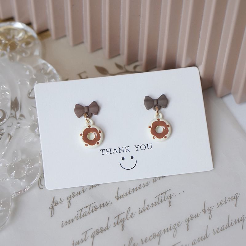 Cheese Earring Alloy Donut / Drop