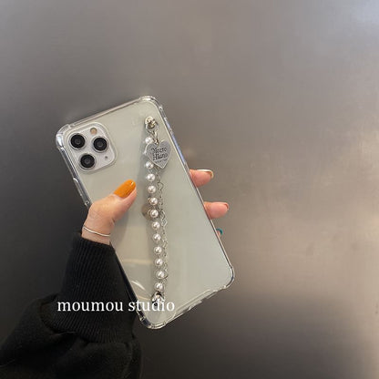 Heart Phone Case Faux Pearl Strap