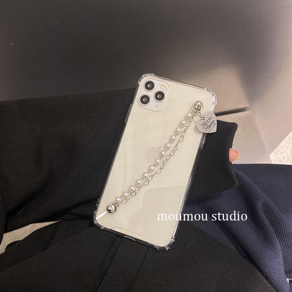 Heart Phone Case Faux Pearl Strap