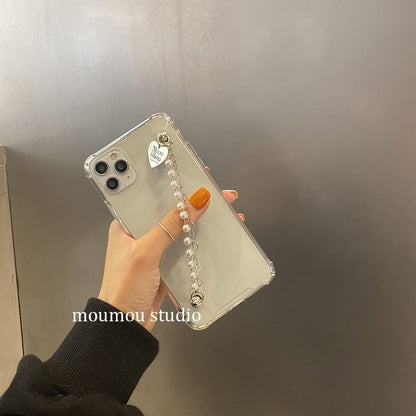 Heart Phone Case Faux Pearl Strap