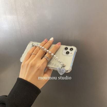 Heart Phone Case Faux Pearl Strap