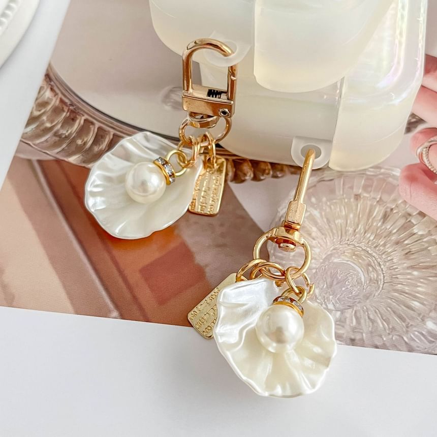 White Pearl Stripe With Skin / Earphone Case Charm Shell Texture Pro AirPods