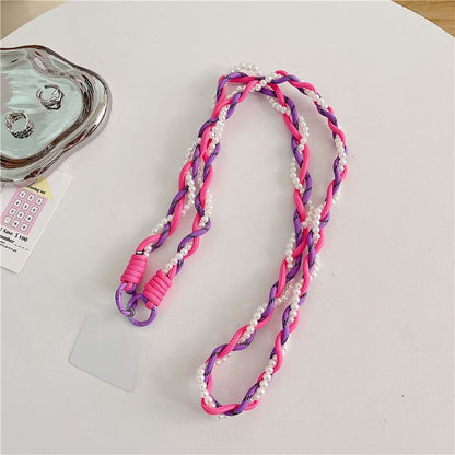Braided Phone Lanyard Pearl Pad Faux with
