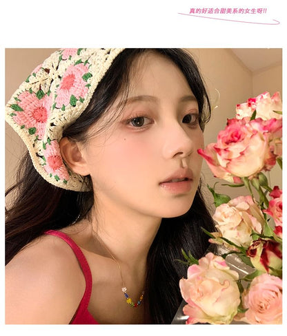 Crochet Lace Floral Scarf