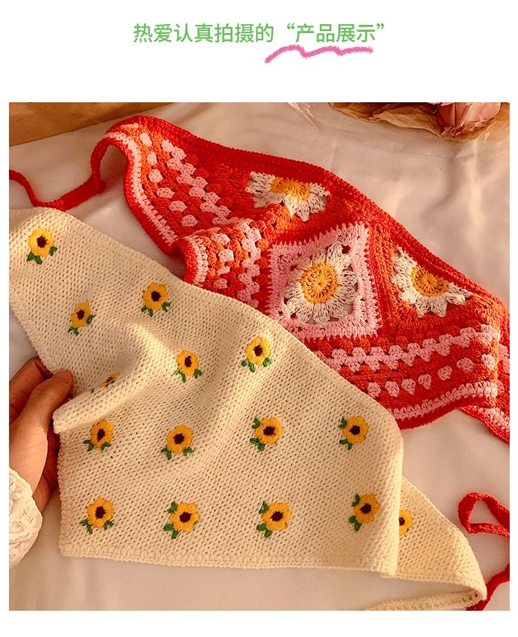 Crochet Lace Floral Scarf
