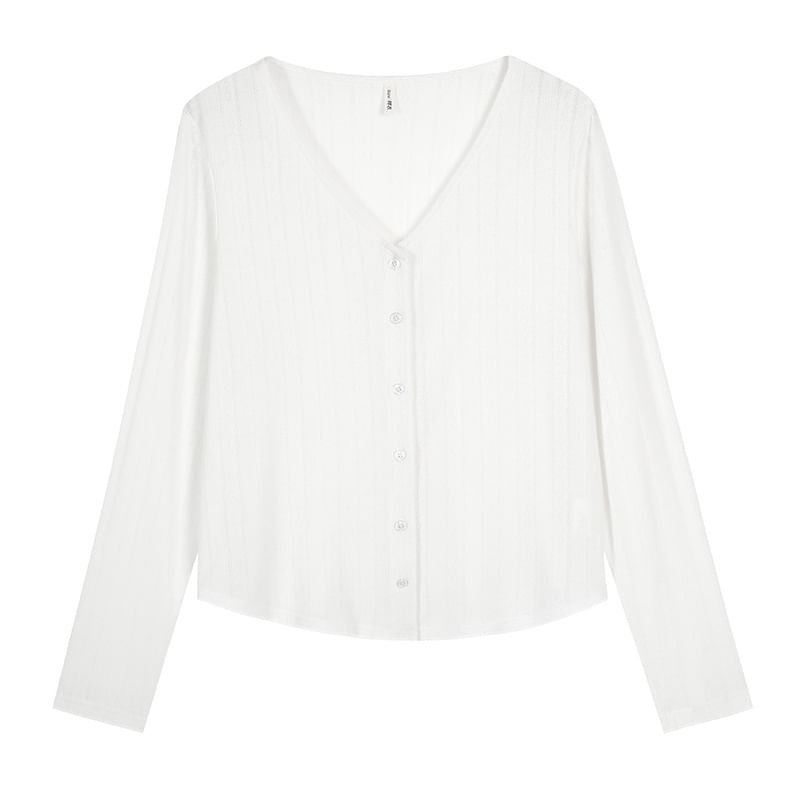 V-Neck Plain Cardigan