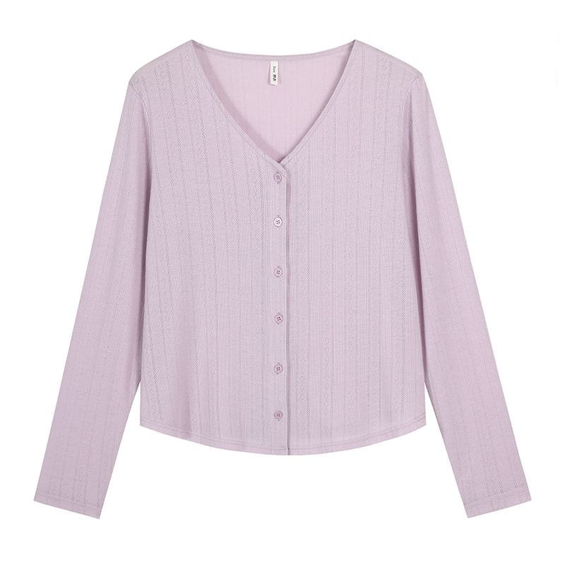 V-Neck Plain Cardigan