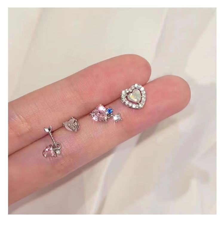Ear Stud Set Rhinestone