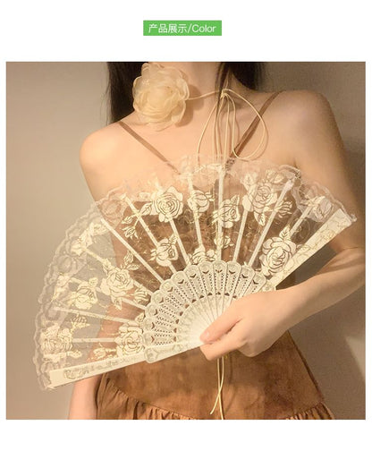 Foldable / Floral Designs) Set Choker (Various Hand Lace Fan
