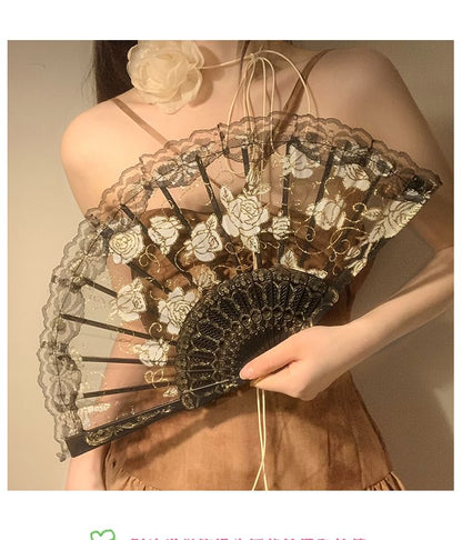 Foldable / Floral Designs) Set Choker (Various Hand Lace Fan