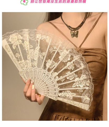 Foldable / Floral Designs) Set Choker (Various Hand Lace Fan