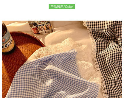 Head Trim Scarf Plaid (Various Triangle Lace Designs)
