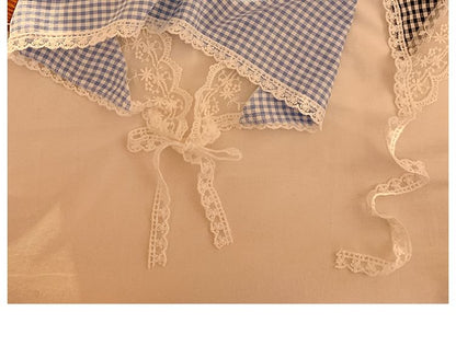 Head Trim Scarf Plaid (Various Triangle Lace Designs)