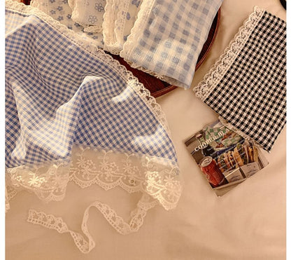 Head Trim Scarf Plaid (Various Triangle Lace Designs)