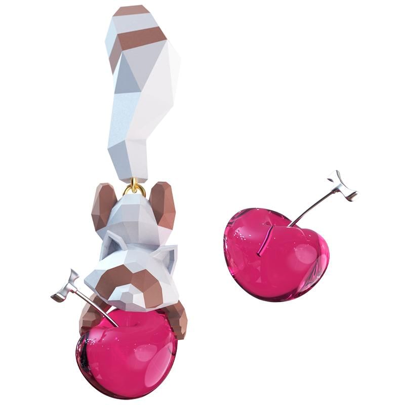Cherry Ear Earring Clip-On / Stud Raccoon