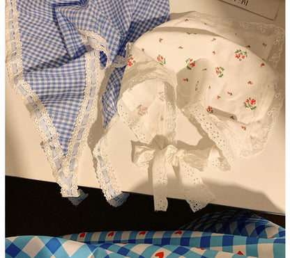 / Trim Scrunchie Set Print Headkerchief Lace