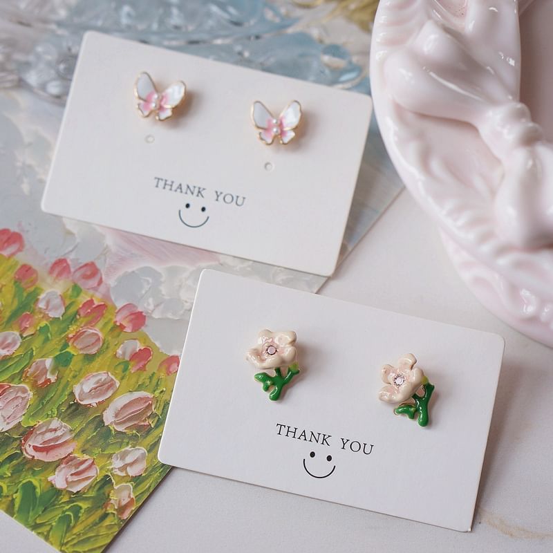 Butterfly Alloy Floral / Stud Earring