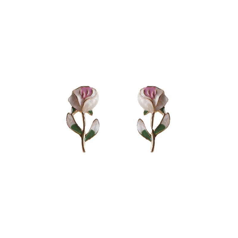 Stud Earring Alloy Floral