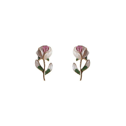 Stud Earring Alloy Floral