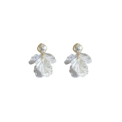 Petal Earring Faux Chandelier Pearl Alloy