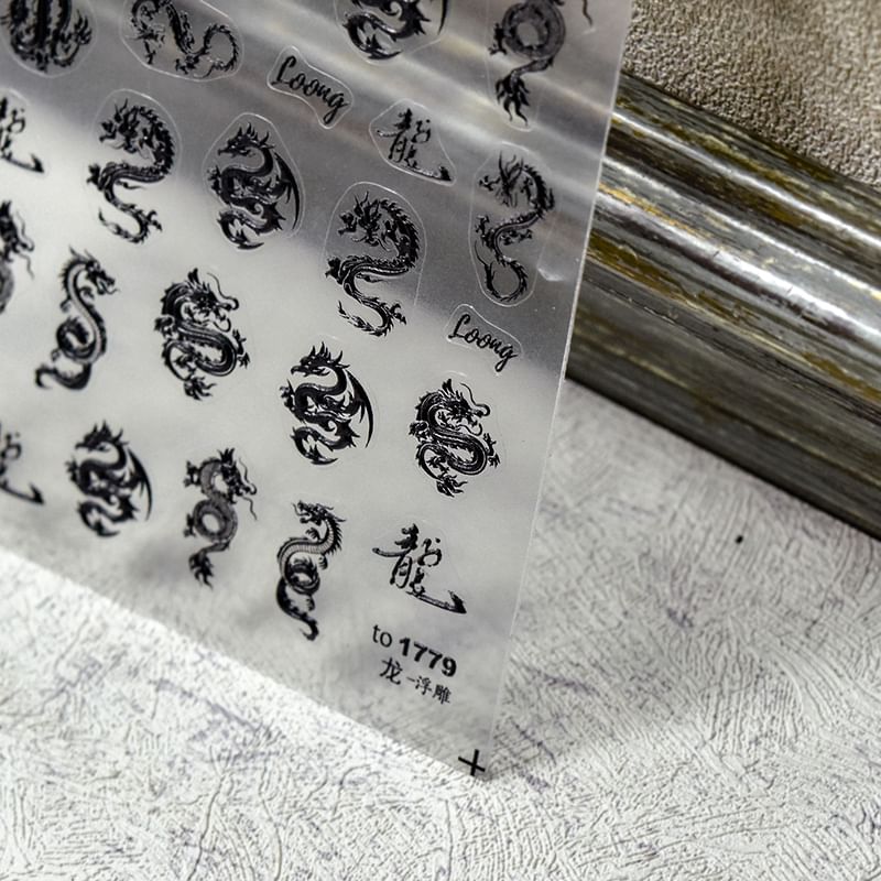 Autocollants pour nail art motif dragon chinois