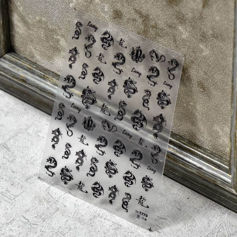 Autocollants pour nail art motif dragon chinois
