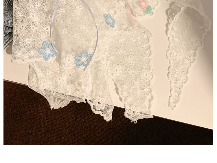 Lace Bandana Flower Embroidered