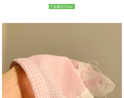 Plaid (Various Trim Designs) Lace Headband Bandana