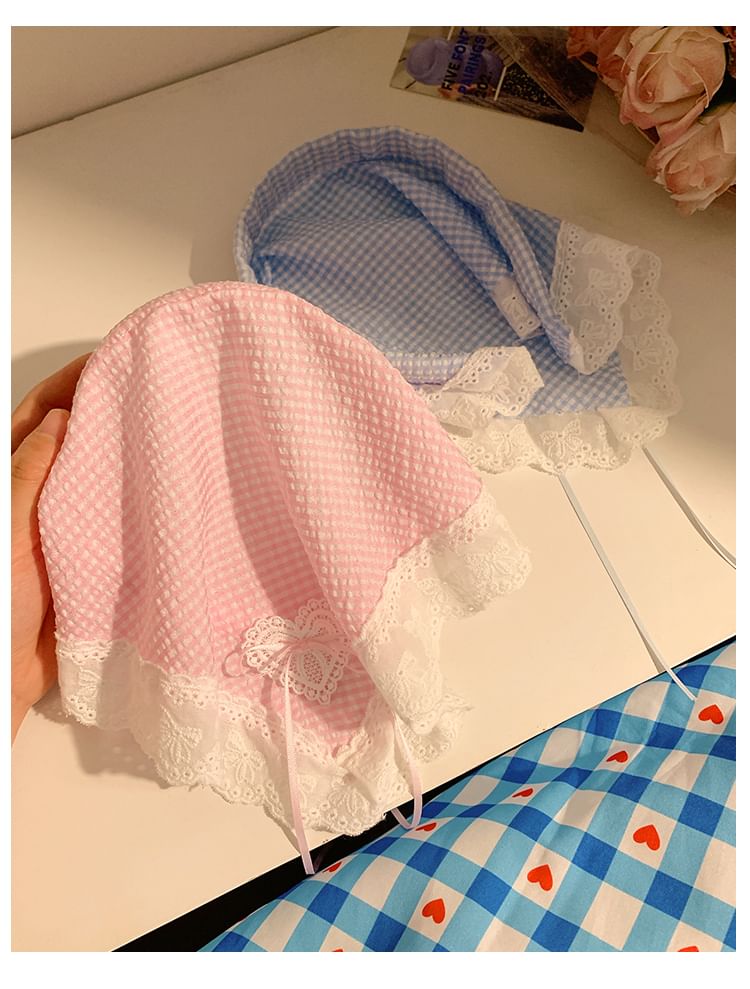 Plaid (Various Trim Designs) Lace Headband Bandana