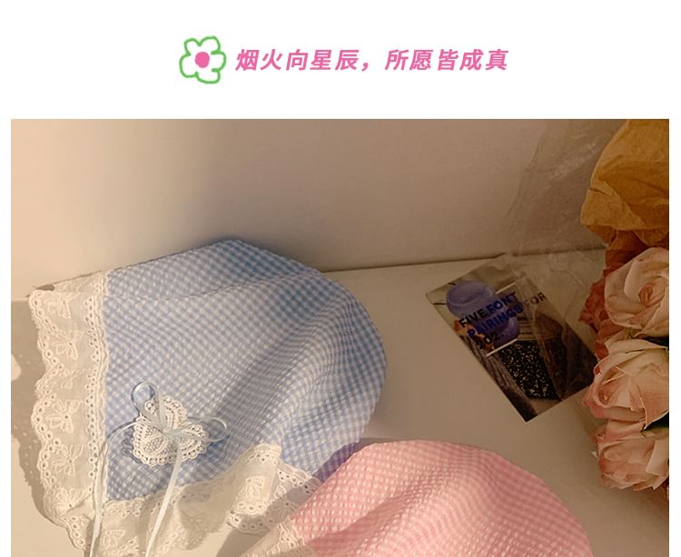 Plaid (Various Trim Designs) Lace Headband Bandana