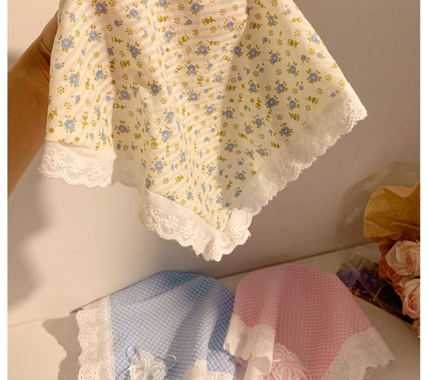 Plaid (Various Trim Designs) Lace Headband Bandana