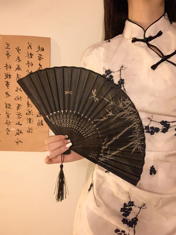 Foldable Fan Hand Print Bamboo (Various Designs)