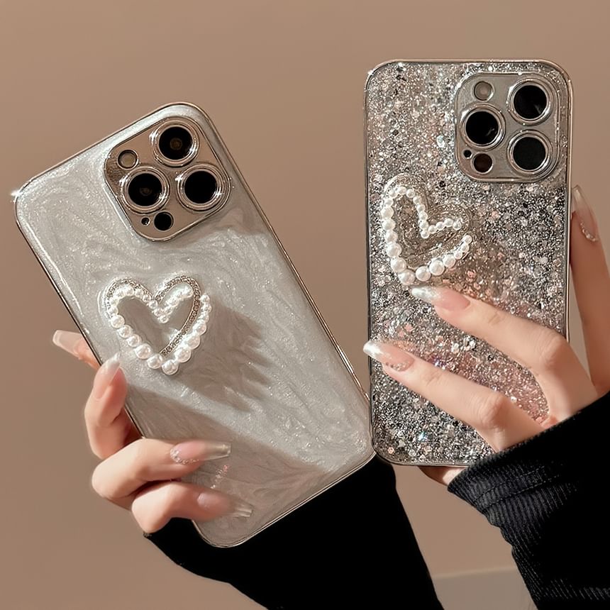 Heart Phone Case Pearl Faux