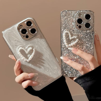 Heart Phone Case Pearl Faux