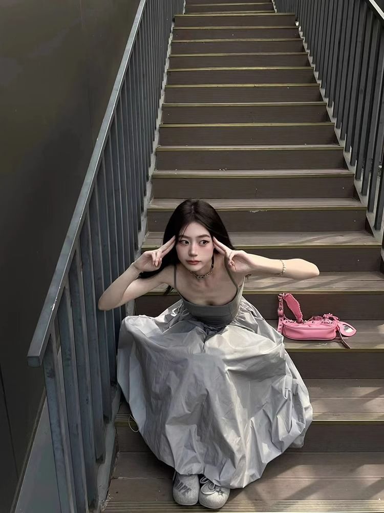 Plain Cami Top / High Waist Maxi A-Line Skirt / Set