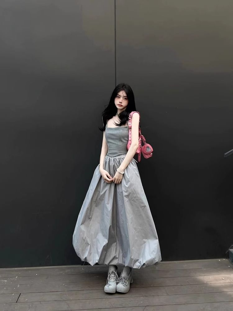 Plain Cami Top / High Waist Maxi A-Line Skirt / Set