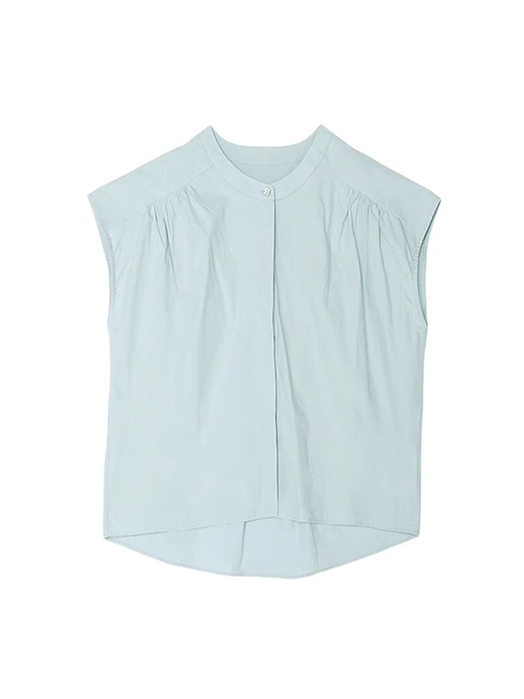 Sleeveless Plain Blouse / High Waist Maxi A-Line Skirt / Set