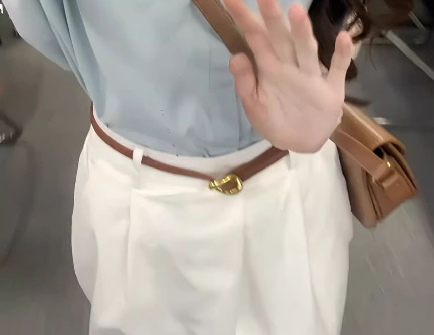 Sleeveless Plain Blouse / High Waist Maxi A-Line Skirt / Set