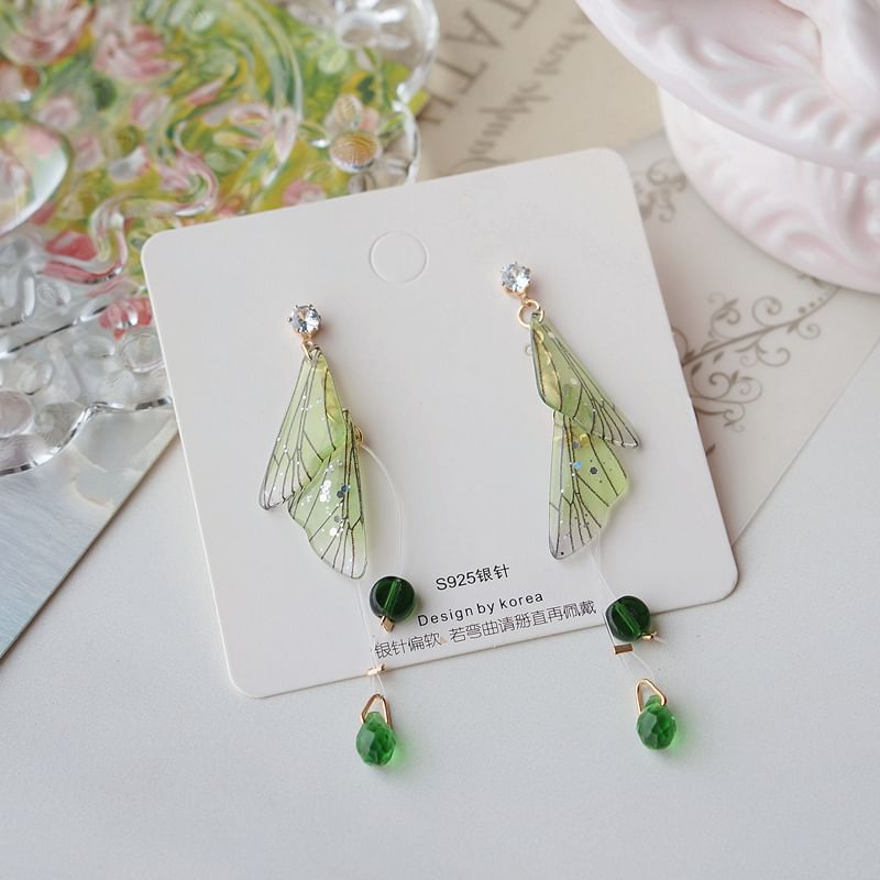 Crystal Earring Dangle Faux Butterfly Alloy