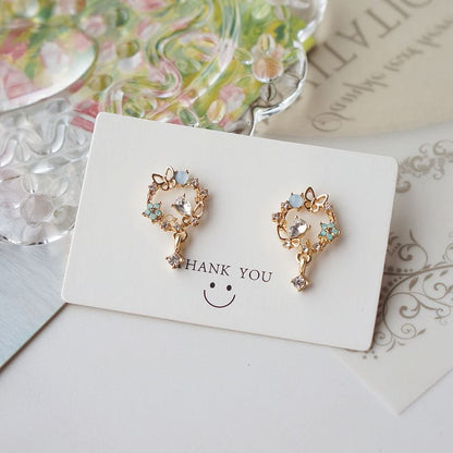 Drop Earring Rhinestone Butterfly Alloy