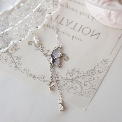 Pendant Necklace Alloy Butterfly