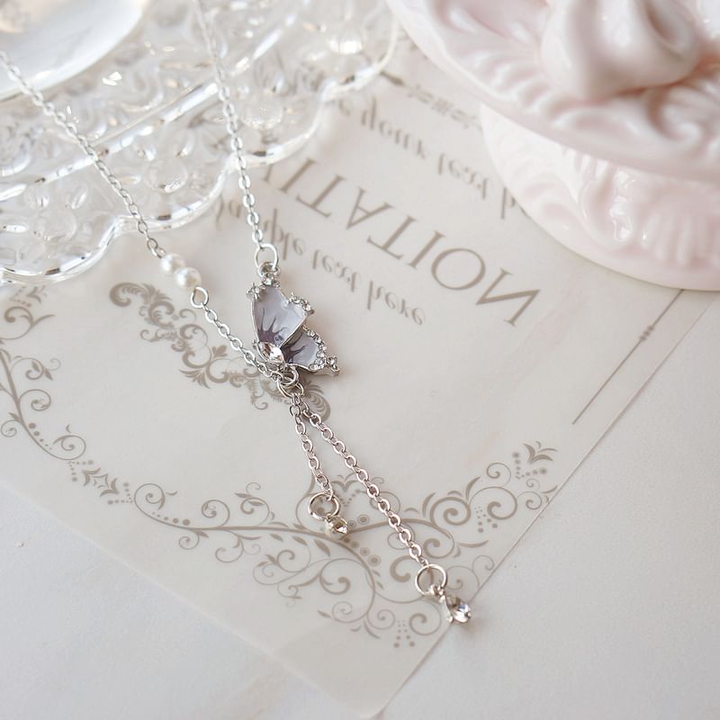 Pendant Necklace Alloy Butterfly