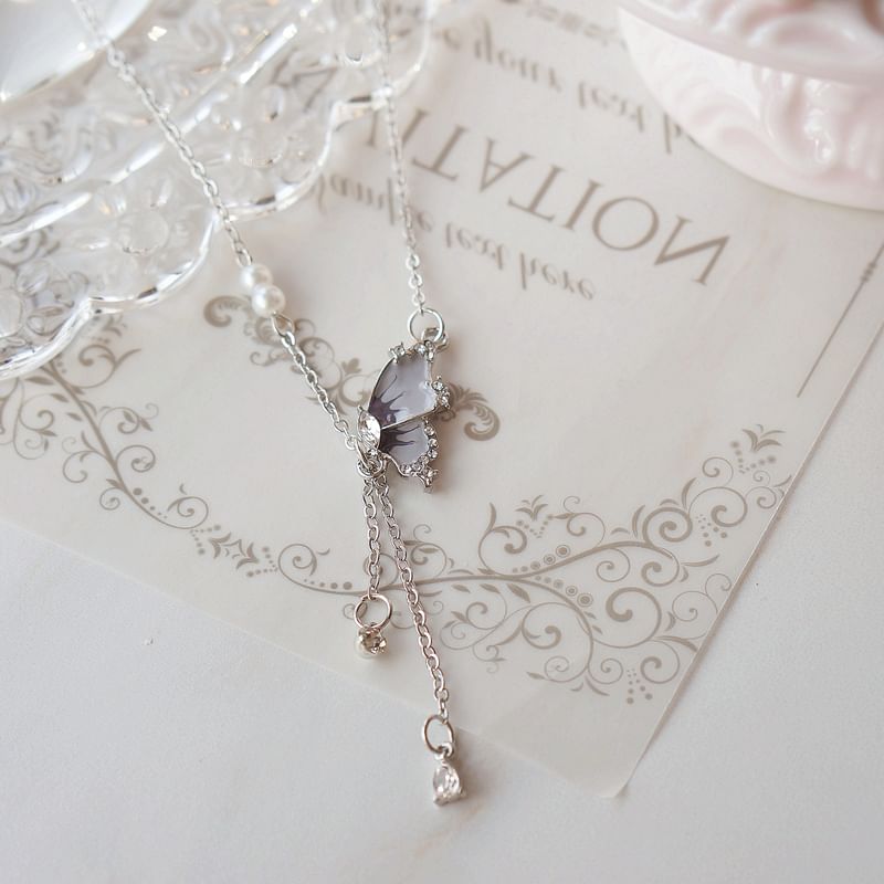 Pendant Necklace Alloy Butterfly