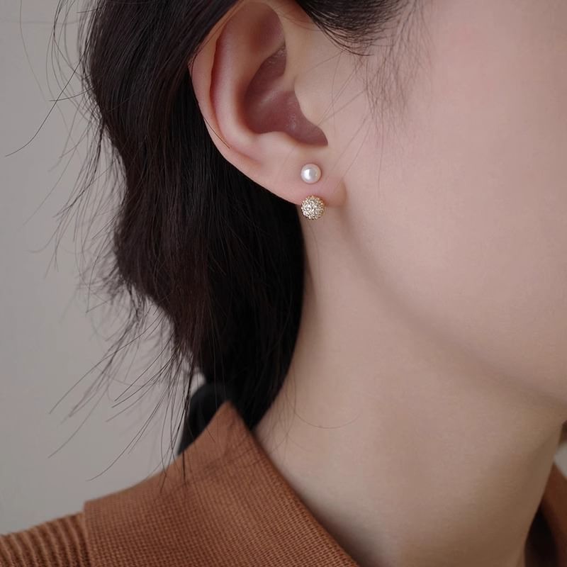 Pearl Rhinestone Ear Jacket Faux