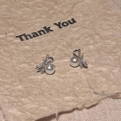 Stud Pearl Faux Earring Bow