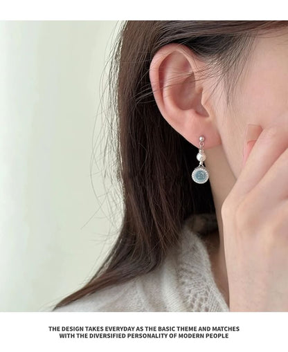 Faux Pearl Rhinestone Earring Drop