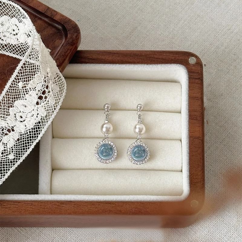 Faux Pearl Rhinestone Earring Drop