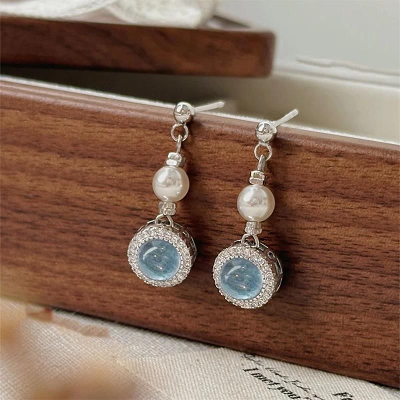 Faux Pearl Rhinestone Earring Drop