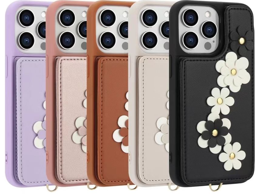 Floral Phone Faux Case Leather