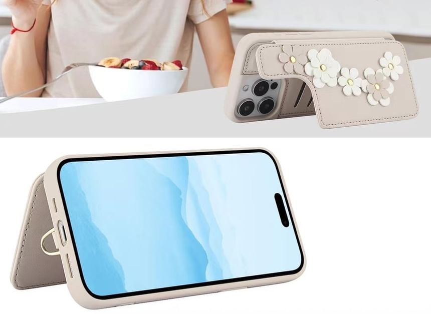 Floral Phone Faux Case Leather